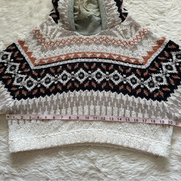Free People Hoodie Inverness Pullover Sweater Cropped Long Sleeve Oatmeal S - Picture 10 of 12